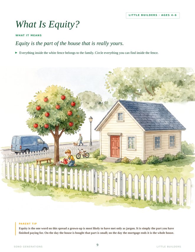 The What Is Equity page from Little Builders