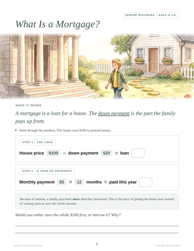 The What Is a Mortgage page from Junior Builders